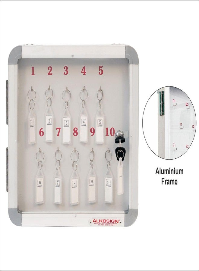 ALKOSIGN Key Cabinet for 10 Key-Chains with Laminated Back and Steel Fitted Hooks | Key Manager, Key Storage, Key Box, Lockable Key Organizer, for Industrial Use, Factories, Offices, Hotels. - Image 2